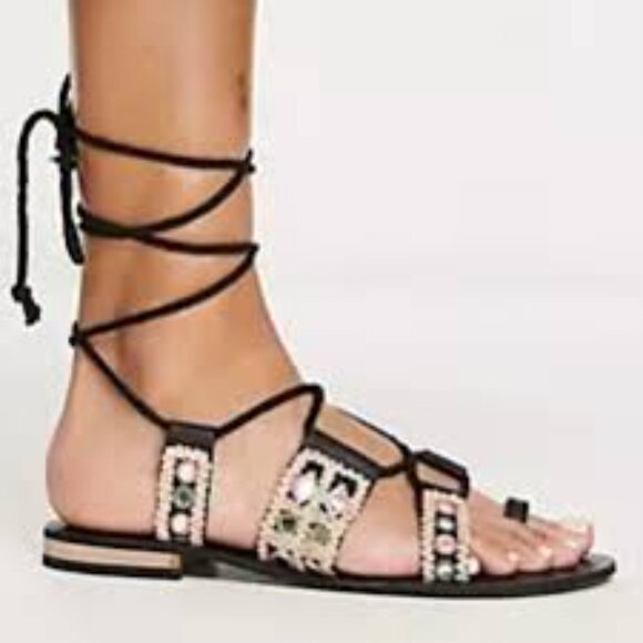 FREE PEOPLE Leather Mantra Mirror Sandals - Picture 2 of 7
